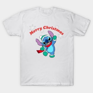 Cute Blue Alien Christmas Jumper T-Shirt